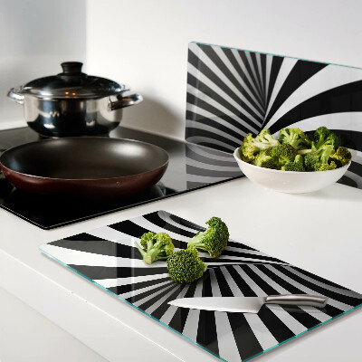 Glass kitchen board Black and white spiral pattern