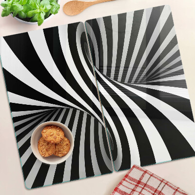 Glass kitchen board Black and white spiral pattern