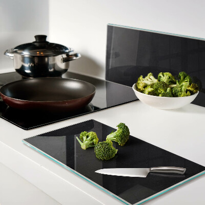 Glass kitchen board Black marble texture