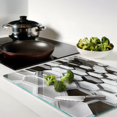 Glass kitchen board Hexagonal structures in shades of gray