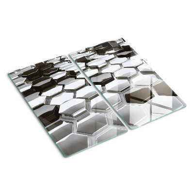 Glass kitchen board Hexagonal structures in shades of gray
