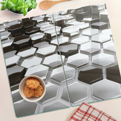 Glass kitchen board Hexagonal structures in shades of gray