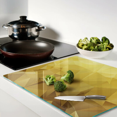 Glass kitchen board Geometry in shades of gold