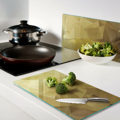 Glass kitchen board Geometry in shades of gold