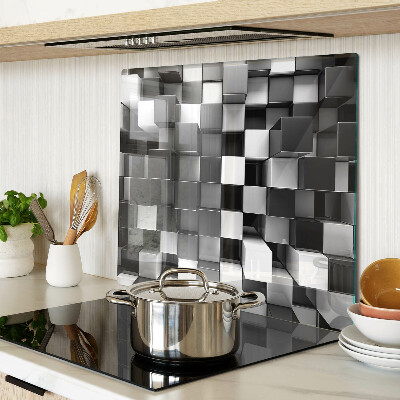 Glass chopping board Checkerboard motif in shades of black and white