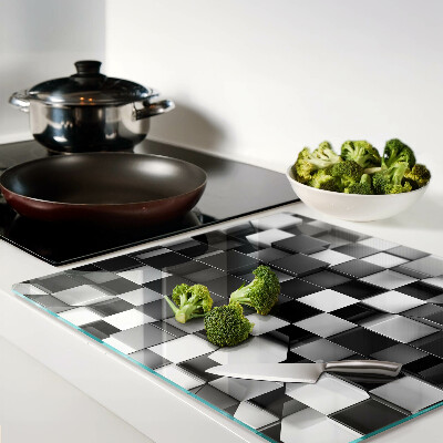 Glass chopping board Checkerboard motif in shades of black and white