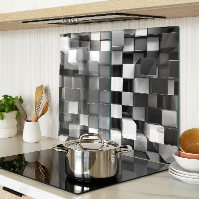 Glass chopping board Checkerboard motif in shades of black and white