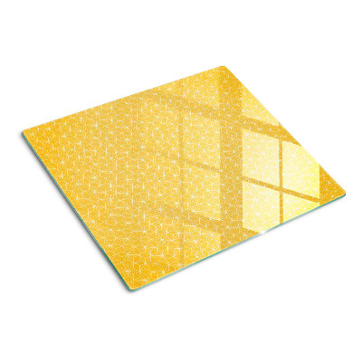 Glass kitchen board Flower of life on a yellow background