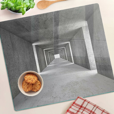 Glass chopping board Architectural tunnel in shades of gray