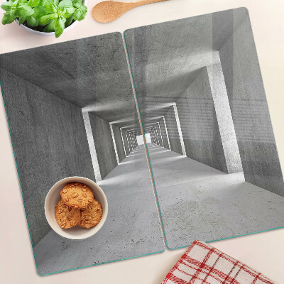 Glass chopping board Architectural tunnel in shades of gray