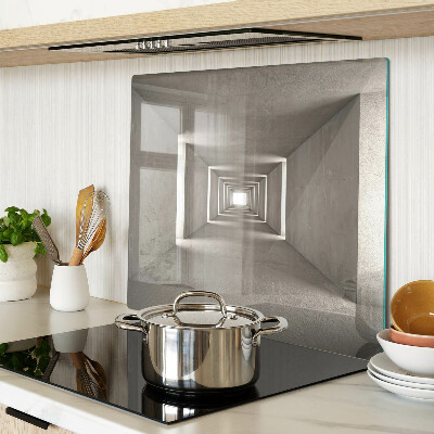 Glass kitchen board Geometric interior with depth effect