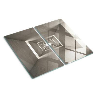Glass kitchen board Geometric interior with depth effect