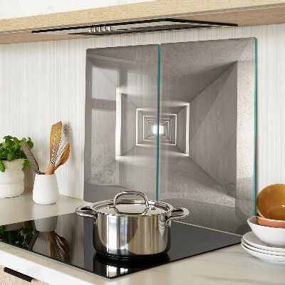 Glass kitchen board Geometric interior with depth effect