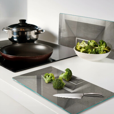 Glass kitchen board Geometric interior with depth effect