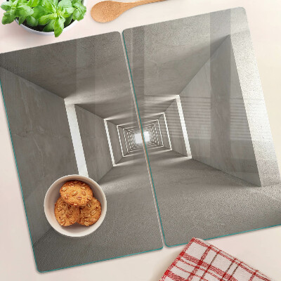 Glass kitchen board Geometric interior with depth effect