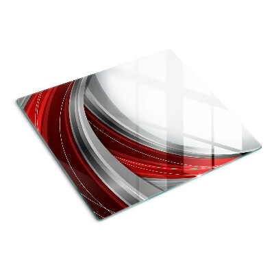 Glass chopping board Abstract waves in red and gray