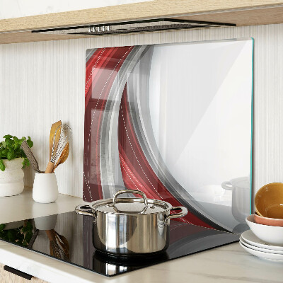 Glass chopping board Abstract waves in red and gray