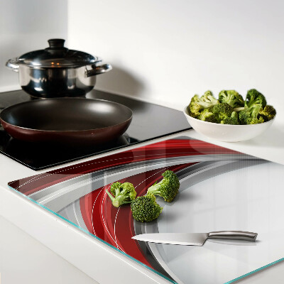 Glass chopping board Abstract waves in red and gray