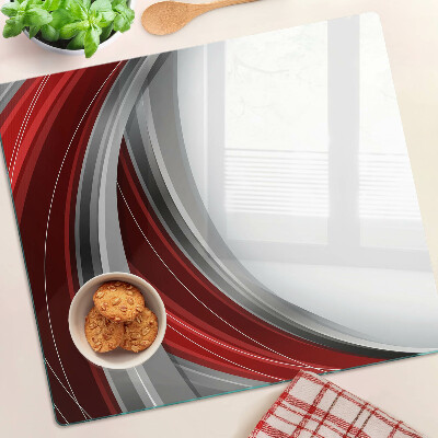 Glass chopping board Abstract waves in red and gray