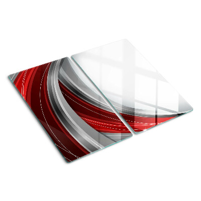 Glass chopping board Abstract waves in red and gray