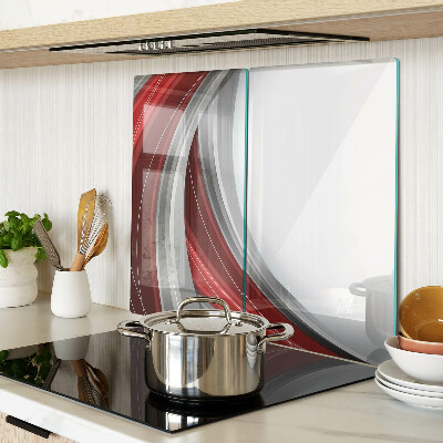Glass chopping board Abstract waves in red and gray
