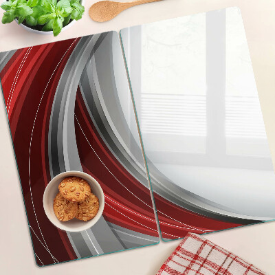 Glass chopping board Abstract waves in red and gray