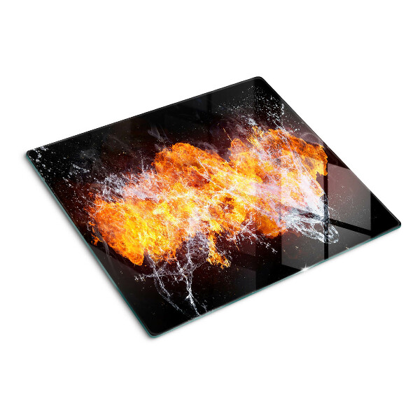 Glass kitchen board Fire and water
