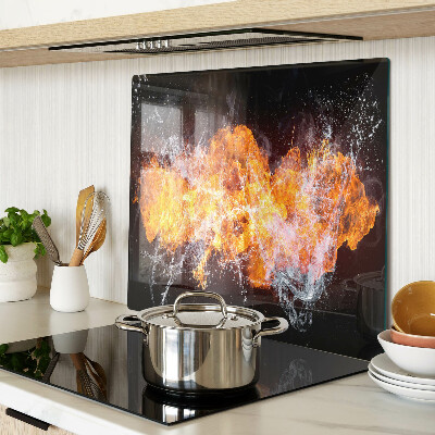 Glass kitchen board Fire and water