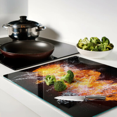 Glass kitchen board Fire and water