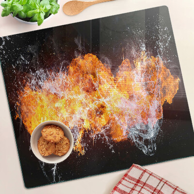 Glass kitchen board Fire and water