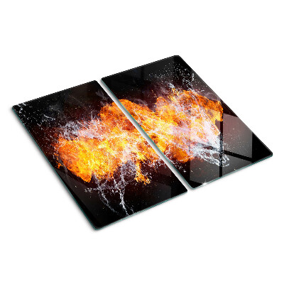 Glass kitchen board Fire and water