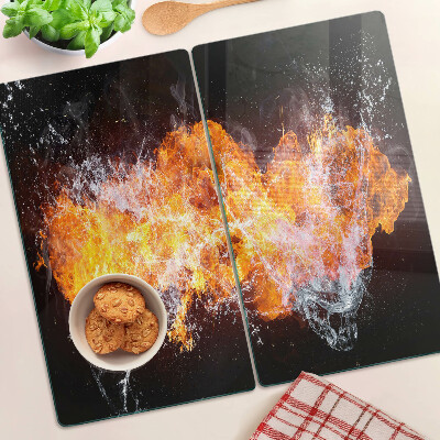 Glass kitchen board Fire and water