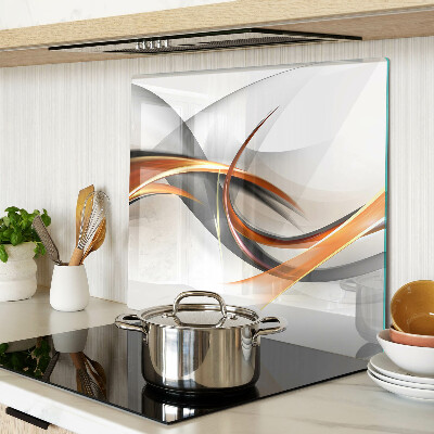 Glass kitchen board Abstract waves in shades of gold