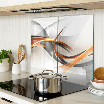 Glass kitchen board Abstract waves in shades of gold