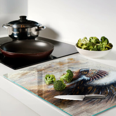 Glass kitchen board Indian with a feather headdress