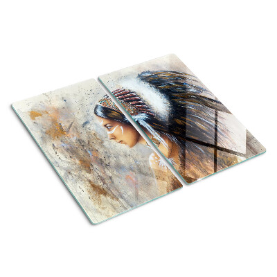 Glass kitchen board Indian with a feather headdress