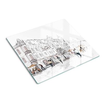 Glass chopping board Cafe Scenery in the City