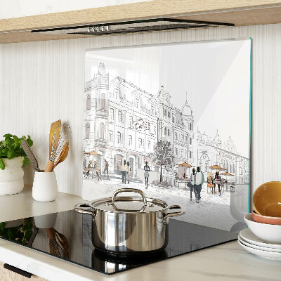 Glass chopping board Cafe Scenery in the City