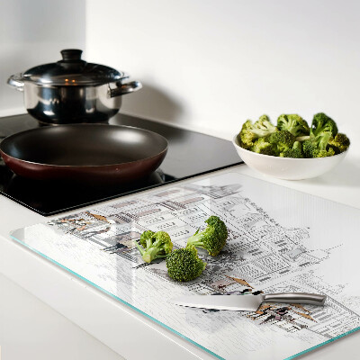 Glass chopping board Cafe Scenery in the City