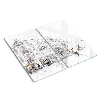Glass chopping board Cafe Scenery in the City