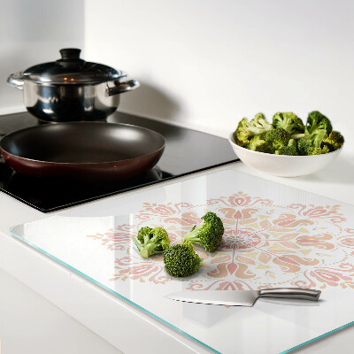 Glass kitchen board Mandala in shades of pink