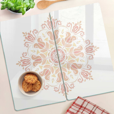 Glass kitchen board Mandala in shades of pink
