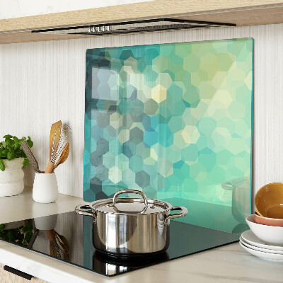Glass kitchen board Geometric hexagons in shades of blue