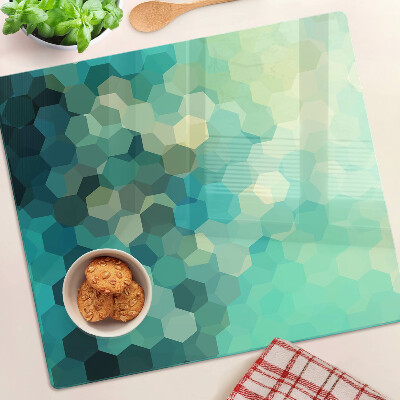 Glass kitchen board Geometric hexagons in shades of blue