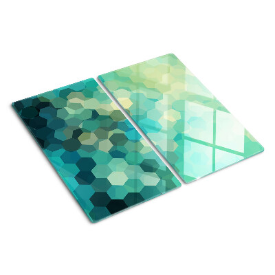 Glass kitchen board Geometric hexagons in shades of blue
