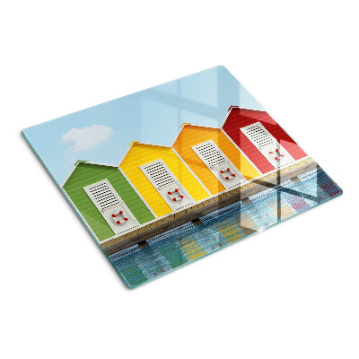 Glass kitchen board Colorful seaside houses