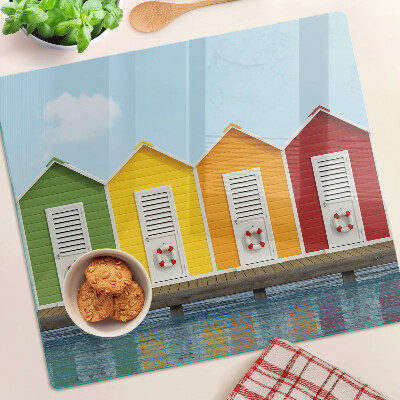 Glass kitchen board Colorful seaside houses