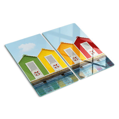 Glass kitchen board Colorful seaside houses