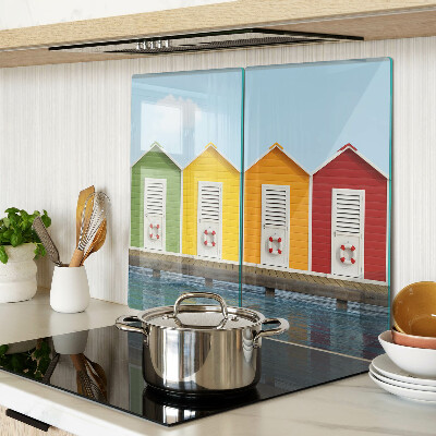 Glass kitchen board Colorful seaside houses