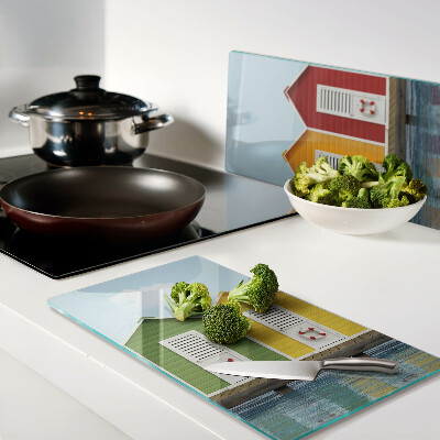 Glass kitchen board Colorful seaside houses